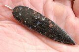 Black Agatized Dinosaur Bone Spear Pendant #4276-4